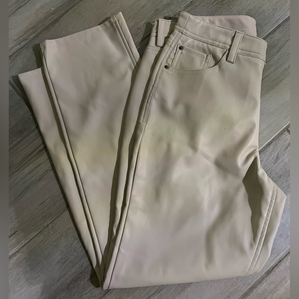 Kensie Light Tan Vegan Leather Pants Size 4/27